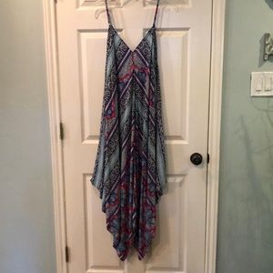 TOMMY BAHAMA - Handkerchief MAXI Dress - Size L/XL - Navy/White/Red/Aqua